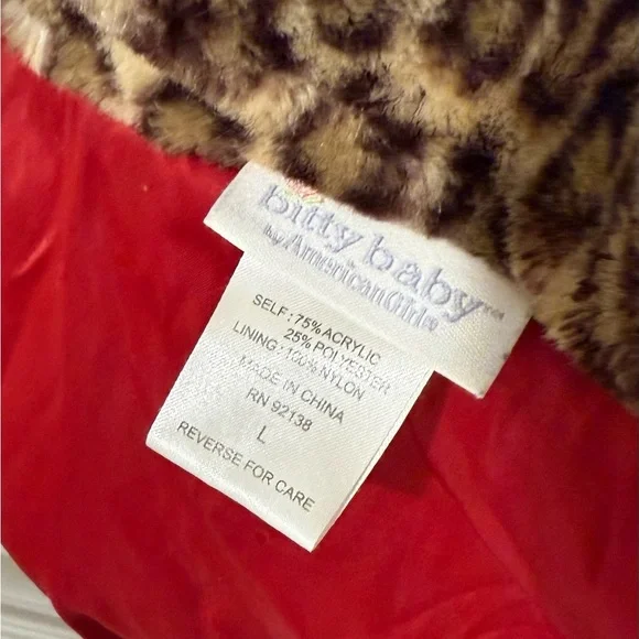 American Girl Leopard Print Coat with Red Lining - Picture 6 of 8